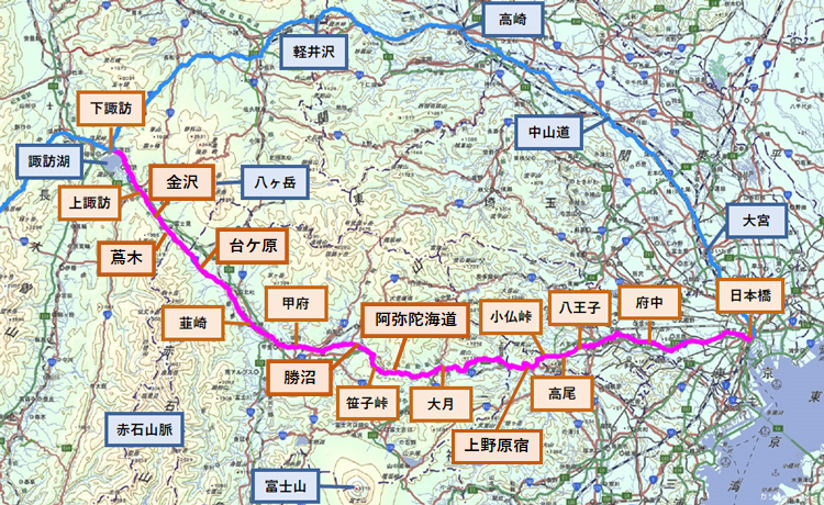 甲州街全域ルート地図