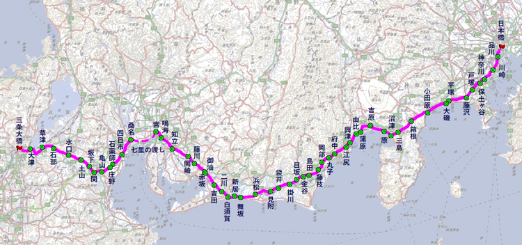 旧東海道ルート地図